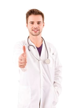 Young medic showing thumbs up