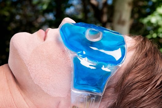 Man wearing eye mask