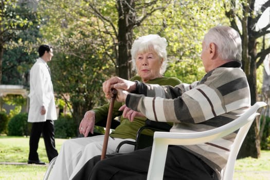 Couple sitting in a park
