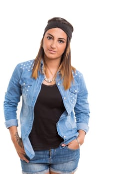Studio shot of a beautiful young casual woman