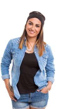 Studio shot of a beautiful young casual woman