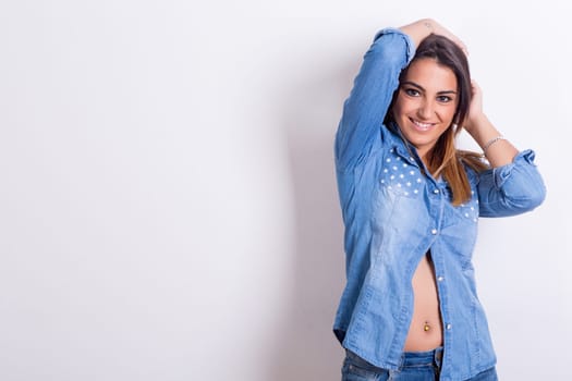 Studio shot of a beautiful young casual woman