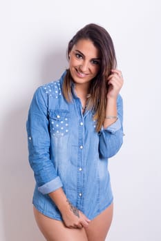 Studio shot of a beautiful young casual woman