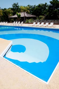 Lounge chairs at the poolside