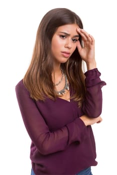 Studio shot: Young woman having a great idea