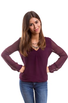 Studio shot of a beautiful young casual woman
