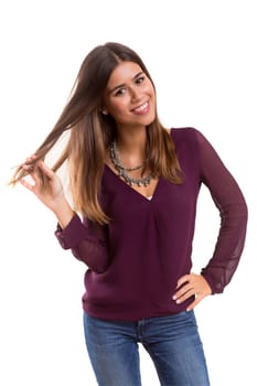 Studio shot of a beautiful young casual woman