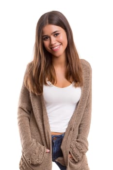 Studio shot of a beautiful young casual woman