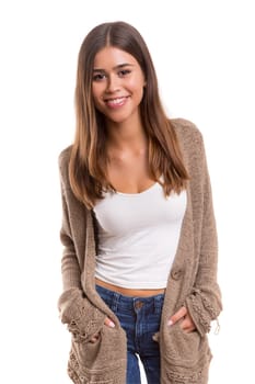Studio shot of a beautiful young casual woman