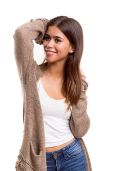 Studio shot of a beautiful young casual woman