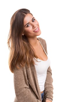 Studio shot of a beautiful young casual woman