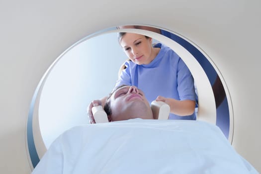 Patient going through an MRI scan