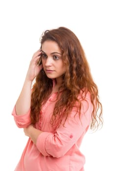 Young student tired of studying for the final exams, isolated over a white background