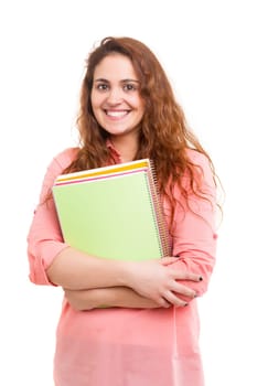 Young student posing over a white background