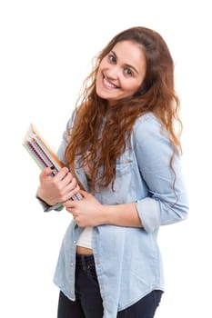 Young student posing over a white background