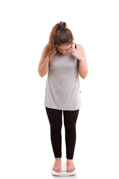 Fat woman very worried about her weight