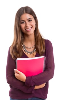 Young student posing over a white background