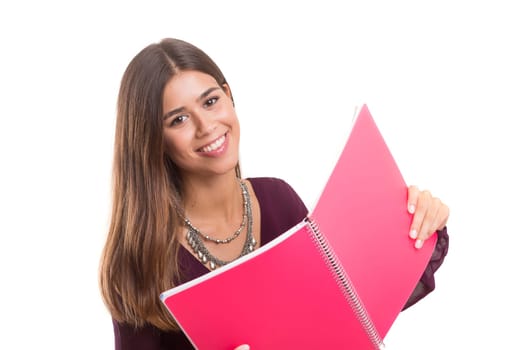 Young student posing over a white background