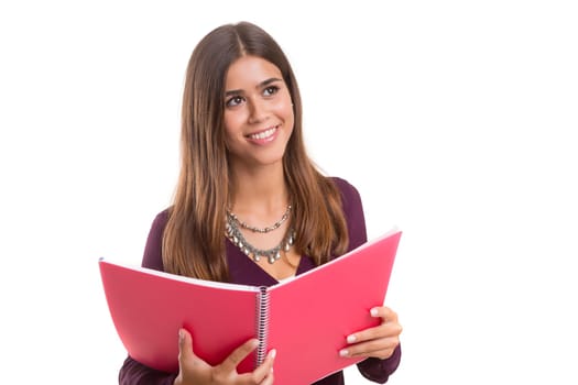 Young student posing over a white background