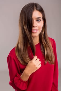 Studio shot of a beautiful young casual woman