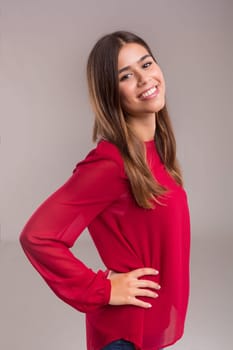 Studio shot of a beautiful young casual woman