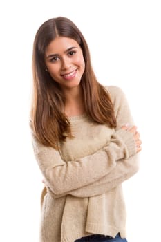 Studio shot of a beautiful young casual woman