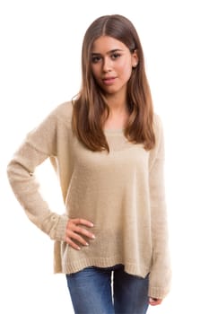 Studio shot of a beautiful young casual woman