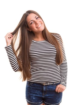 Studio shot of a beautiful young casual woman