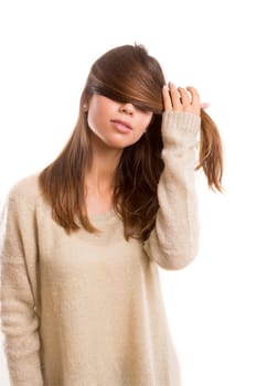 Studio shot of a beautiful young casual woman