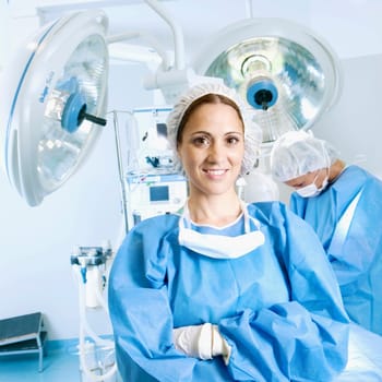 Female surgeon in an operating room