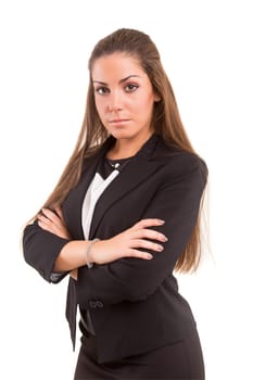 Young beautiful business woman posing isolated