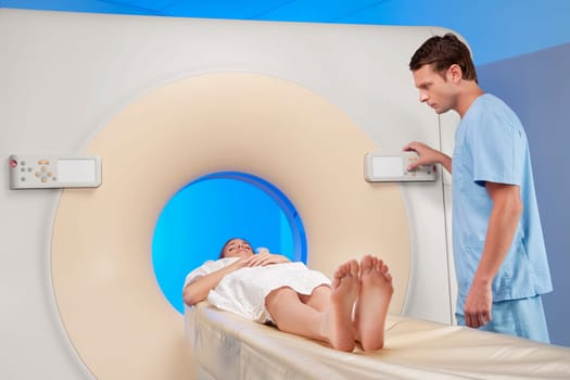 Patient going through an MRI scan