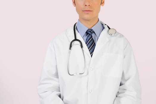 Close_up of a doctor with a stethoscope