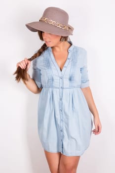 Studio shot of a beautiful young casual woman