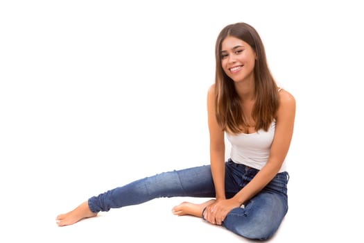 Studio shot of a beautiful young casual woman