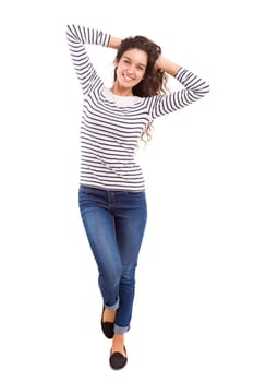 Studio shot of a beautiful young casual woman