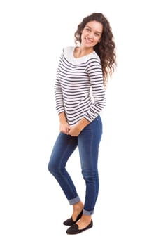 Studio shot of a beautiful young casual woman