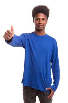 A casual young black boy posing isolated