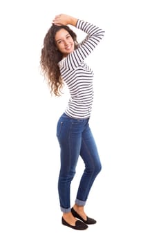 Studio shot of a beautiful young casual woman