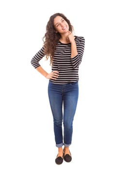 Studio shot of a beautiful young casual woman
