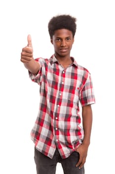 A casual young black boy posing isolated