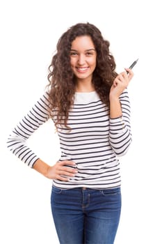 Studio shot of a beautiful young casual woman