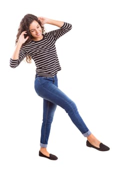 Studio shot of a beautiful young casual woman
