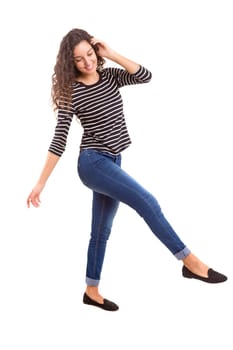 Studio shot of a beautiful young casual woman