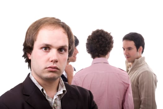 Group of friends, posing isolated over white