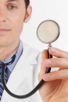 Portrait of a doctor holding a stethoscope