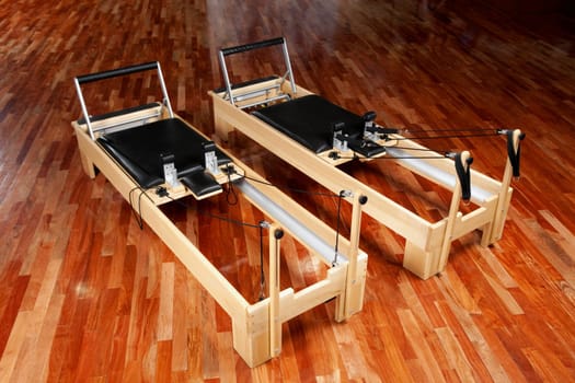Exercise machines in a gym