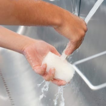 Person washing hands