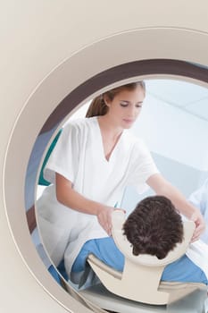 Patient going through an MRI scan