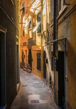 Narrow residential street in the village of Vernazza, Cinque Terre, Italy